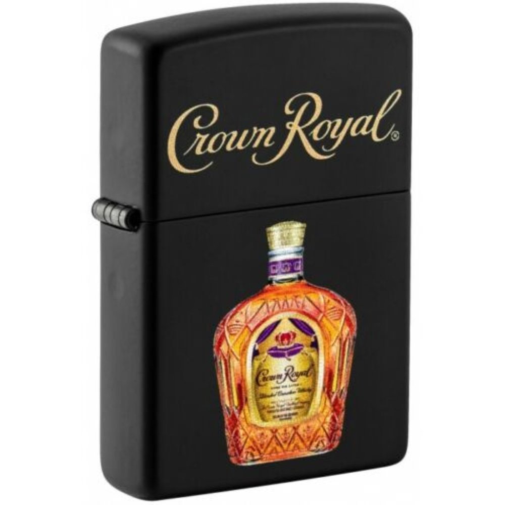 Zippo Lighter: Crown Royal Logo and Bottle - Black Matte